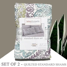 SET OF 2 New homthread Colorful Medallion Quilted Standard Cotton Shams 