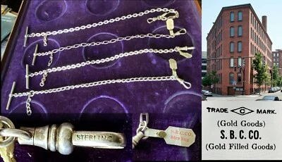 STERLING SILBER Taschenuhr-Westen Kette S B C & Co. 1890 - Bild 1 von 4
