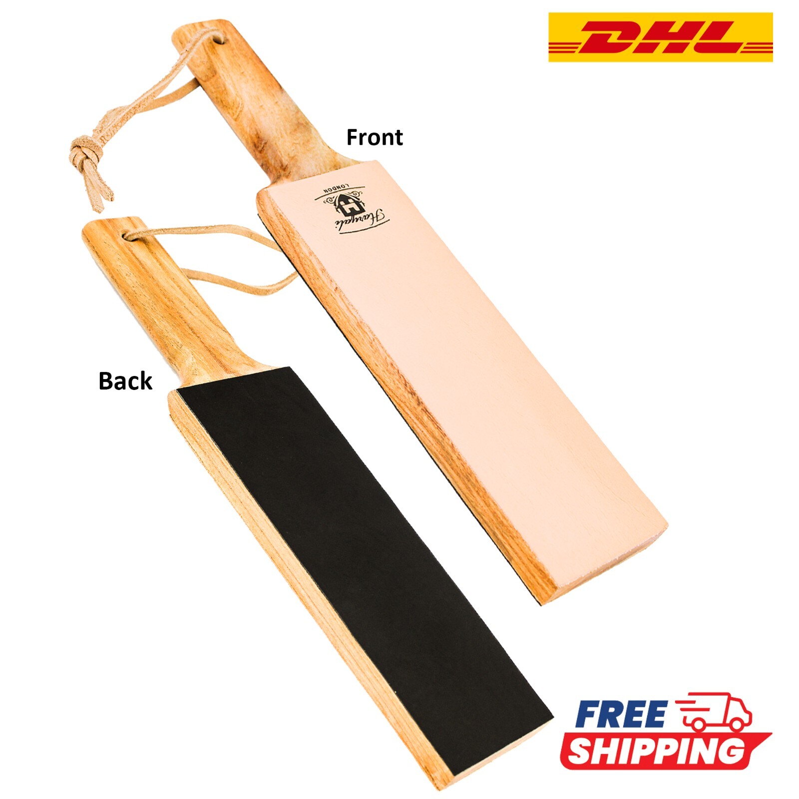 Streichriemen aus Holz Lederstreichriemen zum Schärfen Rasiermesser Friseur-Set