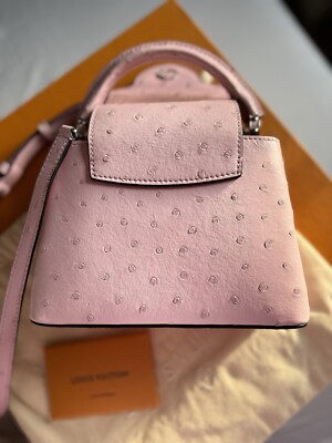 Louis Vuitton MINI Pink Ostrich Capucines Silver Hardware, 2024