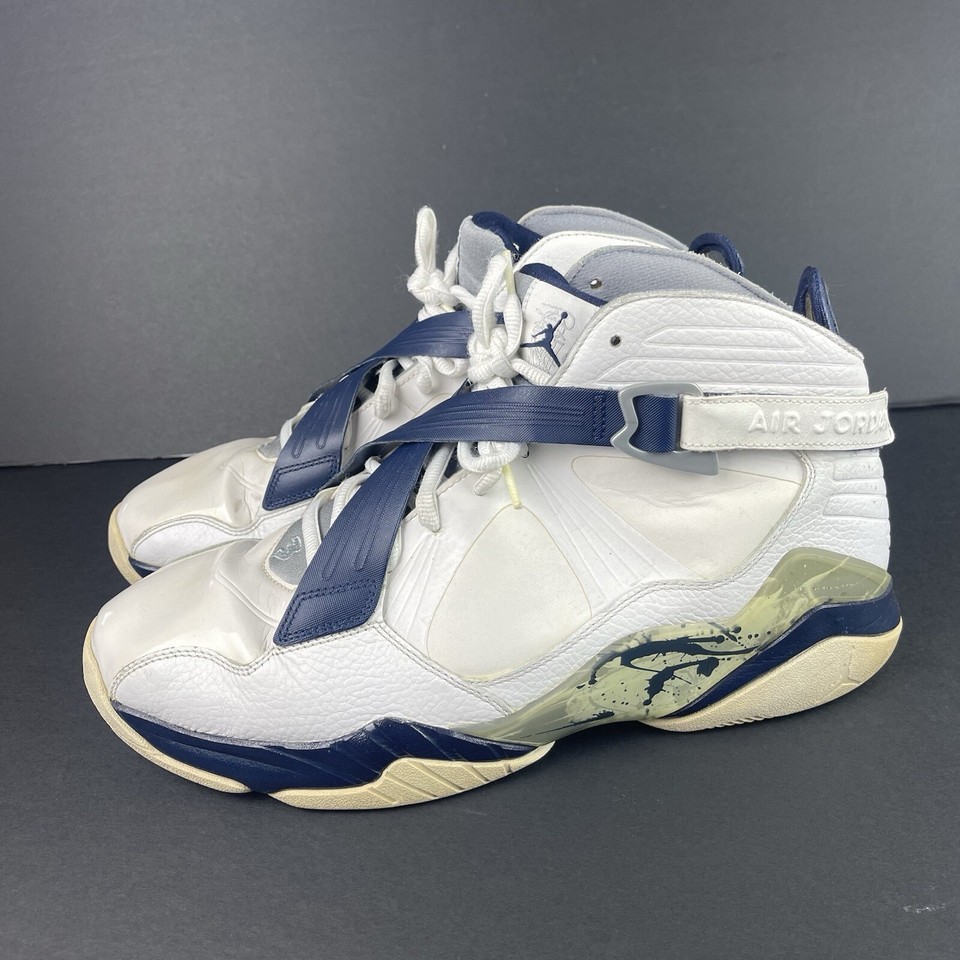 Air Jordan 8.0 Playoffs White Midnight Navy 467807106 Men's