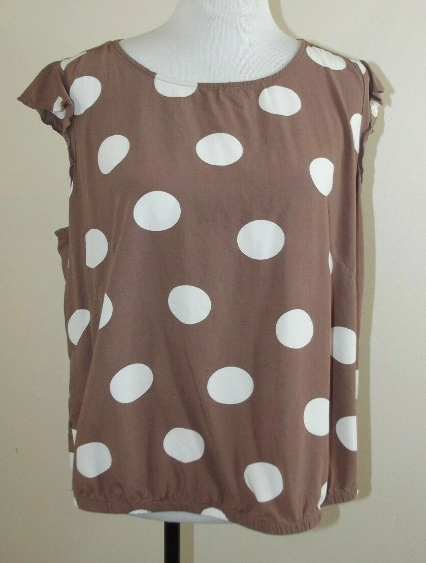 LOFT PLUS Womens POLKA DOT TOP Size 16 Brown Cap Sleeves