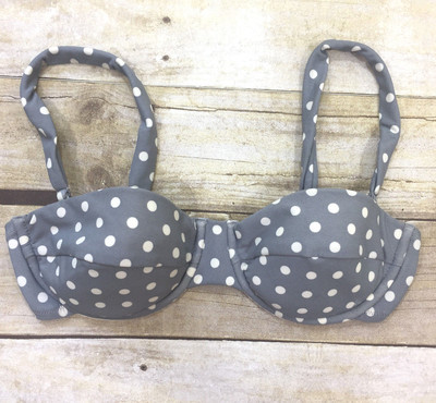 BRAND NEW J. CREW Push Up Underwire Polka Dot Swim Top 11273 GRAY SZ 4 