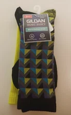 GILDAN SMART BASICS 2 PAIR GREEN Men's Fashion Crew Socks, 6-12 Shoe Size