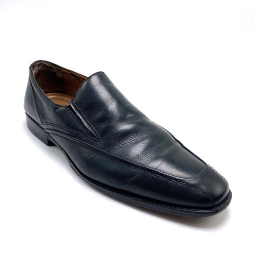 Mocassino uomo Johnston & Murphy taglia 9M pelle nero punta grembiule scarpa casual slip-on - Foto 2 di 12