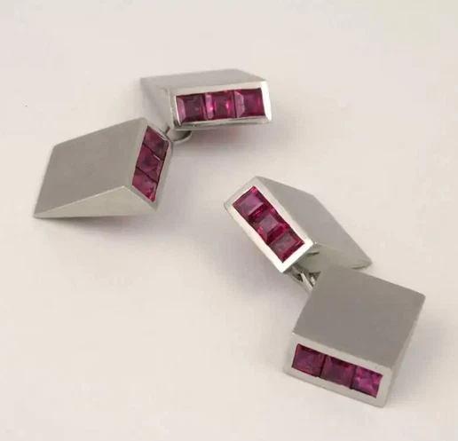 Lab-Created Art Deco Ruby & Cubic Zirconia In 935 Silver Men Fantastic Cufflinks - Image 2 of 4