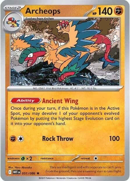 Archeops Holo Rare SV: White Flare 051/086 NM