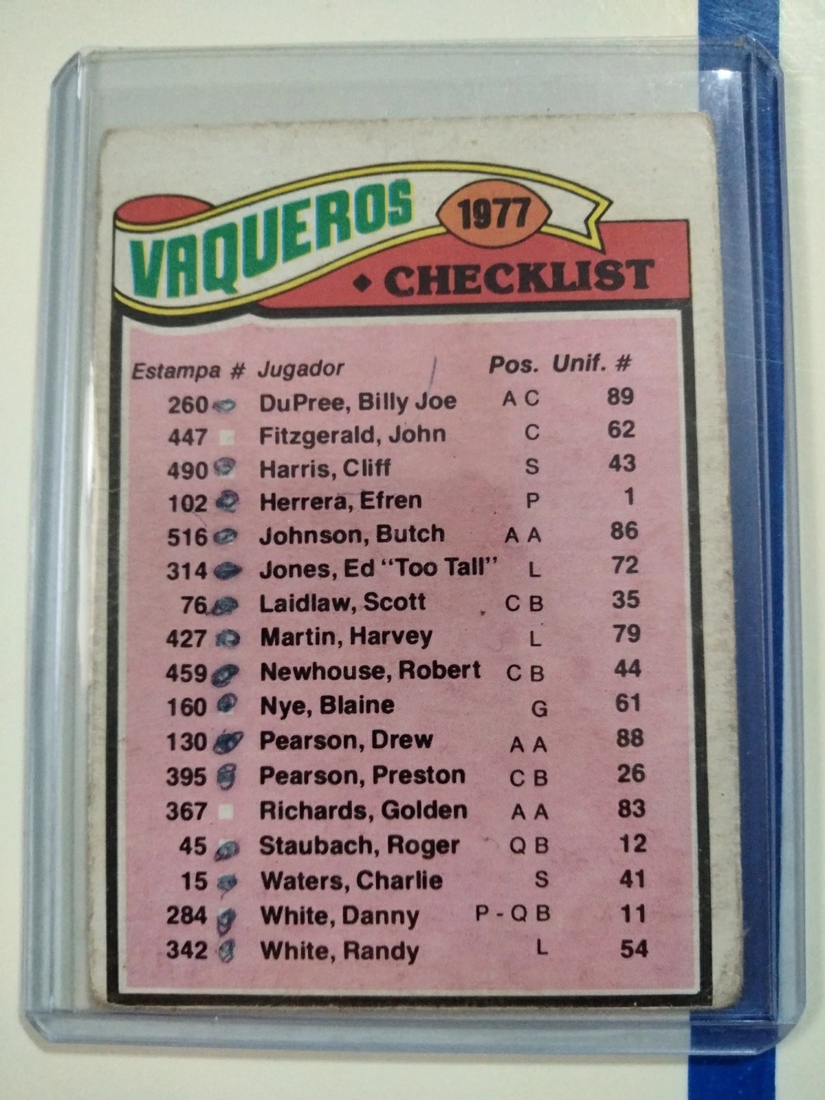 Dallas Cowboys trading card