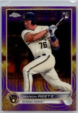 2022 Topps Chrome Sonic Pulse Purple Yellow Refractor Rookie /299 Jakson Reetz