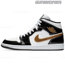 Size 8 - Jordan 1 Mid SE Patent Black Gold for sale online | eBay