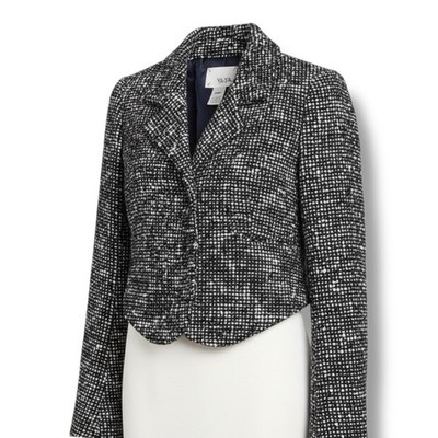 Women s Vintage 90s Ya Ya Black White Tweed Tailored Cropped Blazer Jacket 
