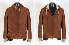 Brunello Cucinelli Suede Leather Hooded Jacket - Brown - S - $7995