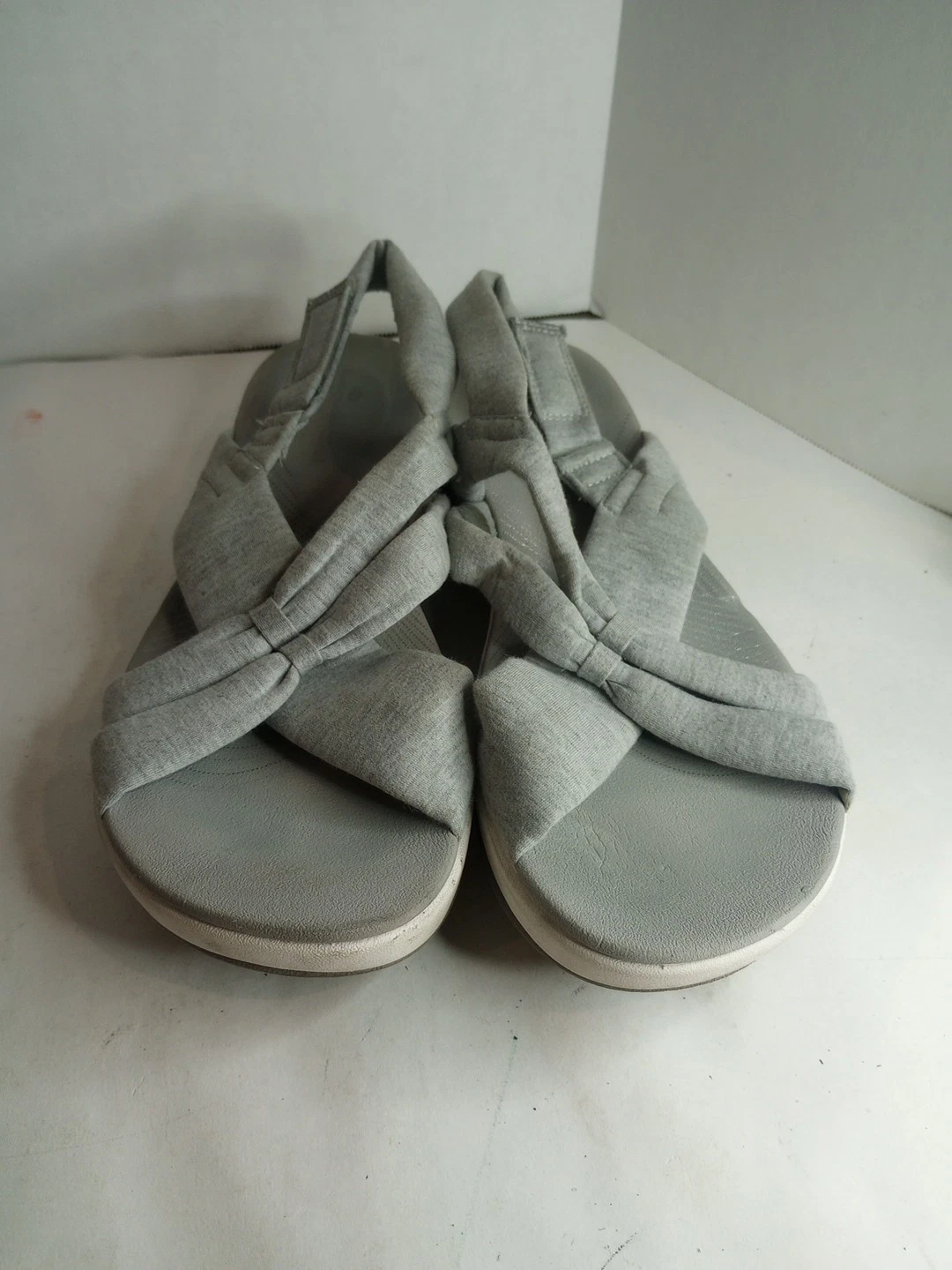 Sandali donna Clarks Cloudsteppers morbidi ammortizzati taglia 10 grigio bianco comodi