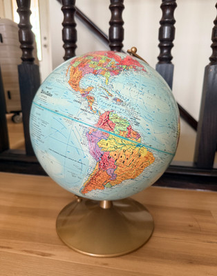 Vintage Replogle Explorer Desktop Globe, Blue 12'', Amazing Condition