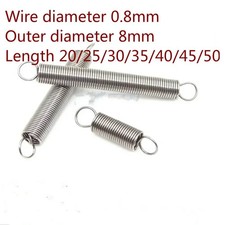 10pcs Small Tension Spring Extension Dual Hook Wire Dia 0.8mm OD 8mm =20-50mm