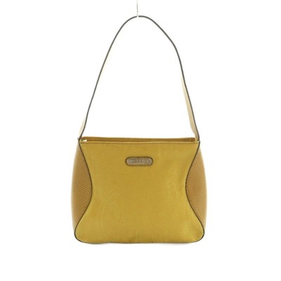 ETRO Handtasche One Shoulder Leder Nylon Paisley Muster Senfgelb Gelb
