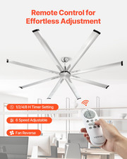 84 In Ceiling Fan without Light, 6-Speed Remote Control, Brushed Nickel