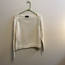 Ralph Ralph Lauren Women Medium Sweater Cable Knit Cotton Crew Neck White