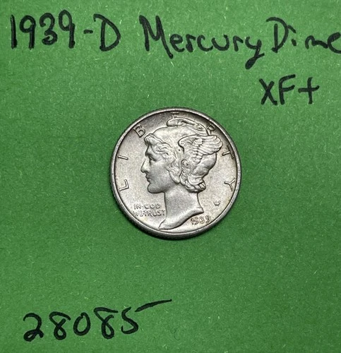1939-D Mercury Dime 10c Xf Extra Fine 90% Silver See Pictures