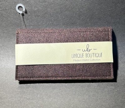 Unique Boutique Womens Brown Yellow Felt Wallet NWT