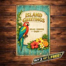 Tropical Paradise Aluminum Sign Coastal Home Beach Wall Decor 8x12