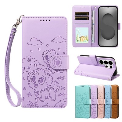 For Samsung Galaxy S26 S25 S24 S23 S22 Pattern PU Leather Card Wallet Case Strap