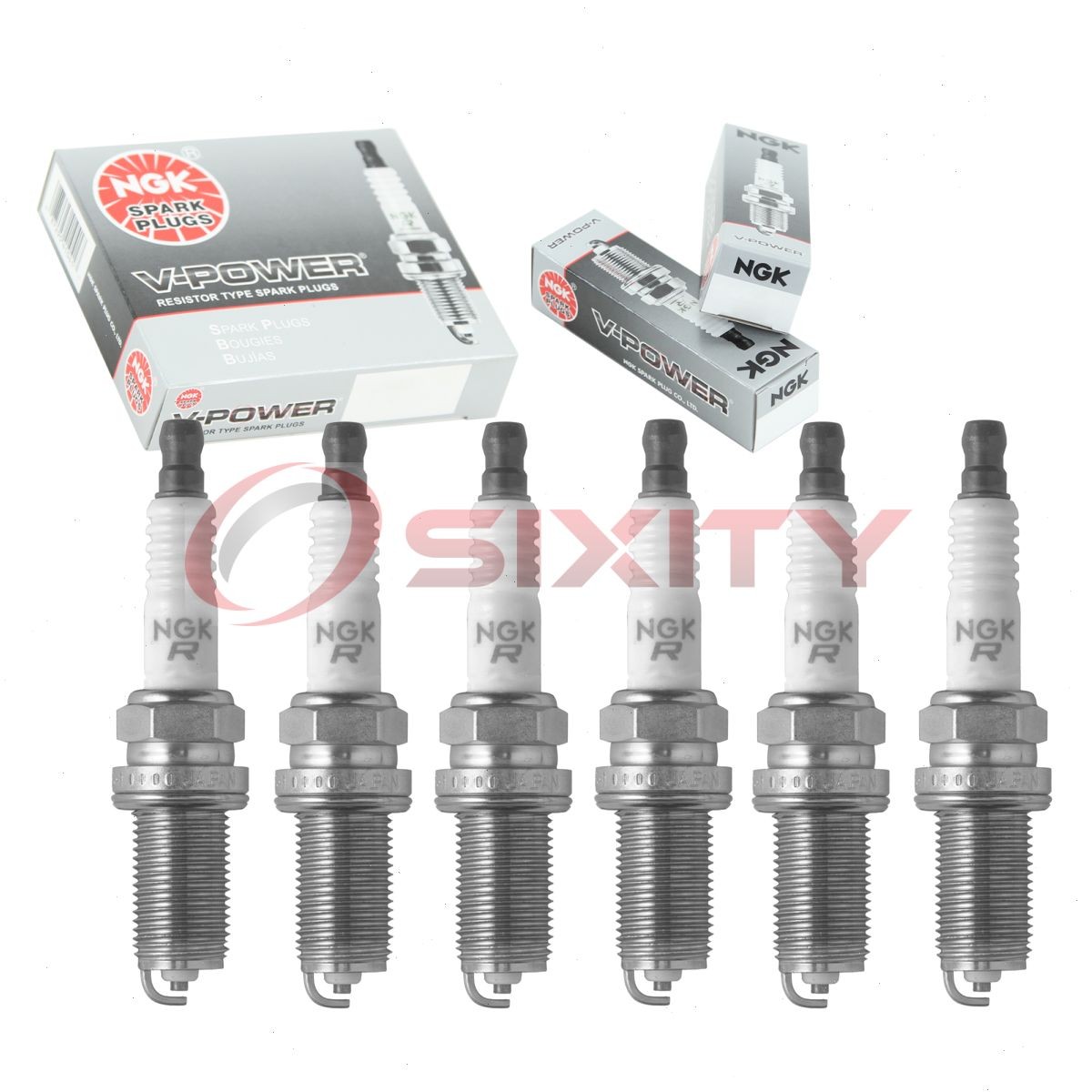 6 pcs NGK V-Power Spark Plugs for 2007-2009 Hyundai Santa Fe 2.7L V6 - bk