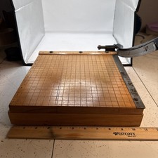 Vintage INGENTO No. 3 10  Paper Cutter Cast Iron  Wood Guillotine Trimmer