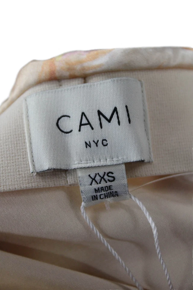 Cami NYC Womens Wrap Midi Skirt Beige Floral Silk Size 2XS - Image 4 of 4