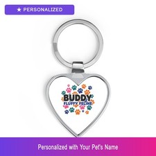 Custom Cat Paw Print Keychain Personalized Pet Name Heart Shaped Pet Lover Gift