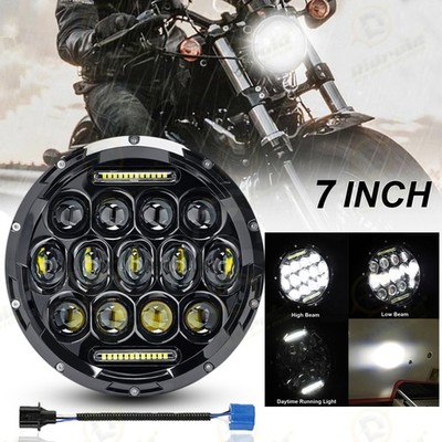 7'' Inch Black LED Headlight Hi/Lo Beam For Harley Davidson Dyna Switchback FLD