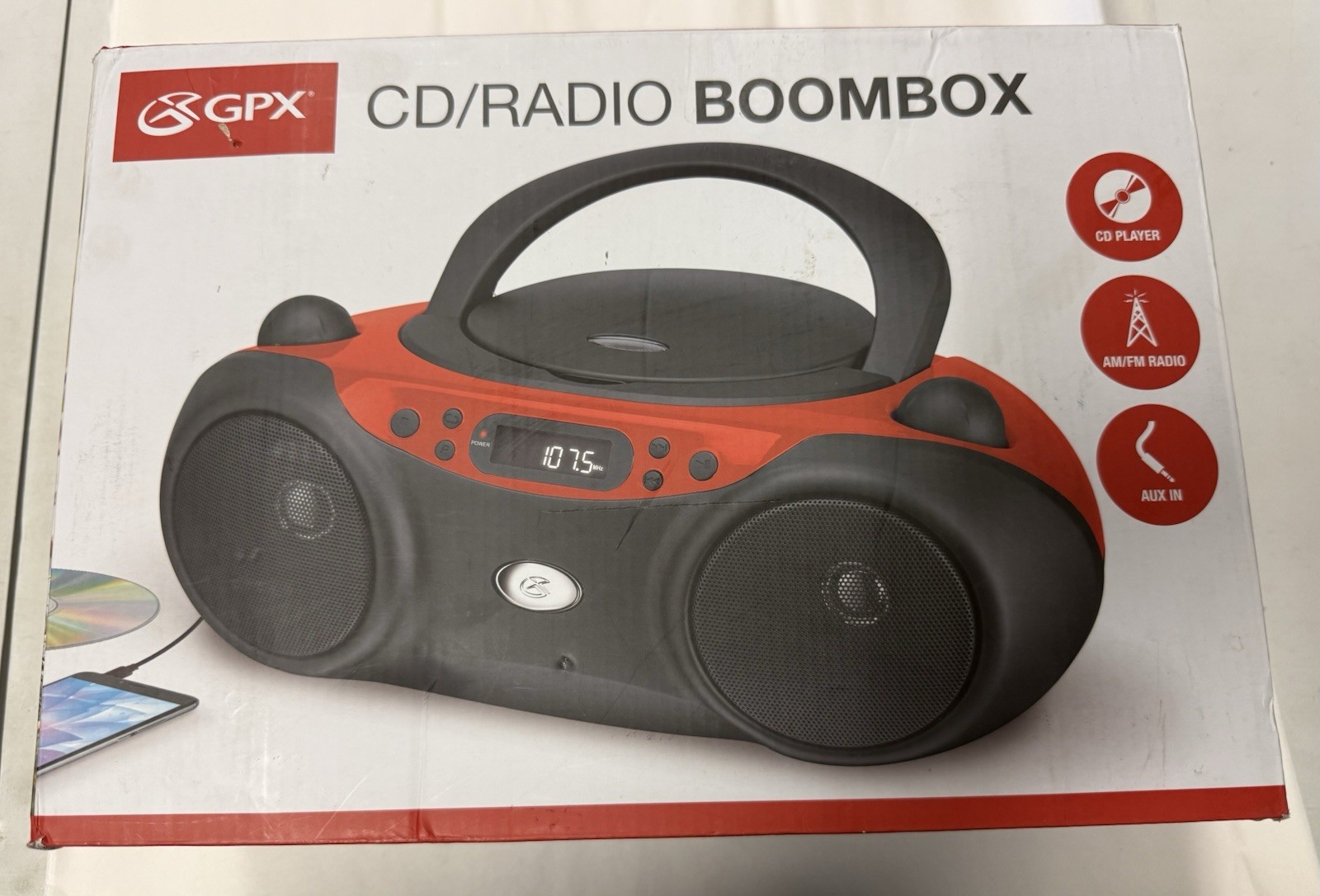 GPX BC232R CD/CD-RW Playback/Radio/CD-R Playback Boombox