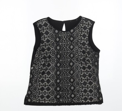 Getragenes schwarzes Polyester Basic Damen Tank Größe 14 Rundhalsausschnitt