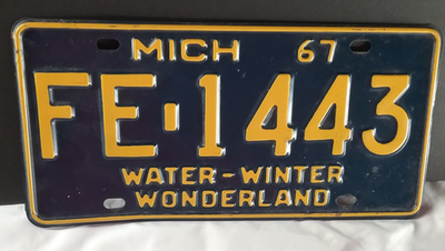 #ad 1967 michigan license plate RT▪︎2909 Water Winter Wonderland $24.00