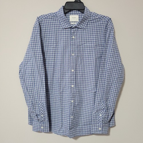 Billy Reid Hutcheson Plaid Sport Button Down Shirt Mens L Blue Tattersall Luxury