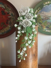 NEW HAND MADE FRENCH BEADED WEDDING BOUQUET LARGE SIZE