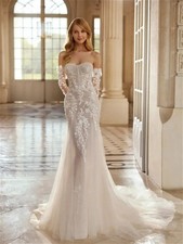 Elegant Mermaid Wedding Dress Lace Applique Sweetheart Floor-length Bridal Gown