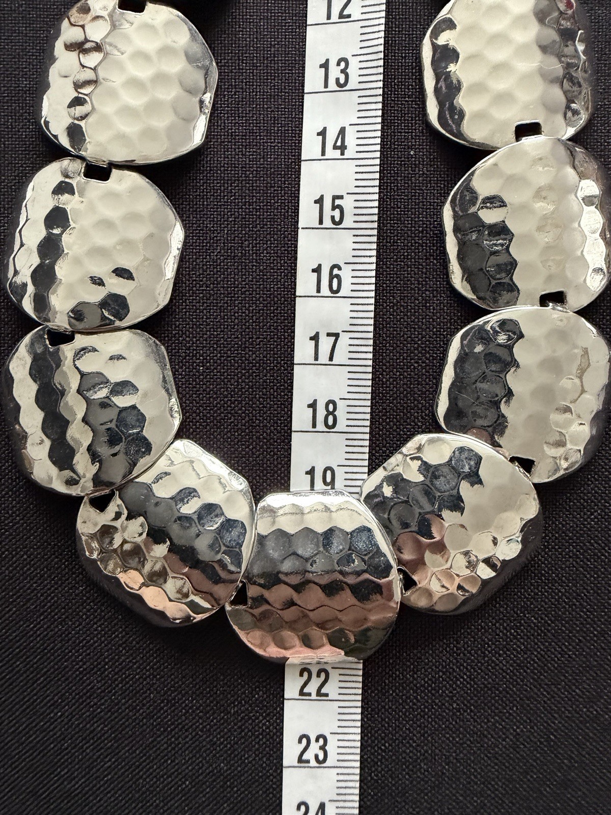 Vintage Interlocking Hammered Link Lightweight Si… - image 7