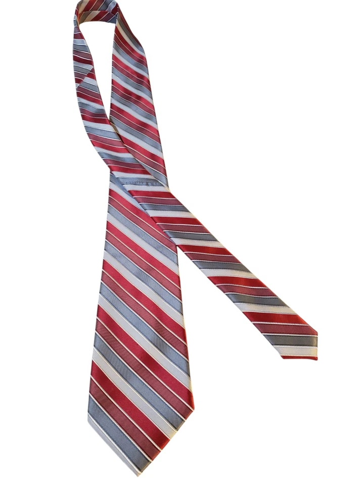 Corbata Dockers Para Hombres Diseñador Rojo Gris Blanco Rayas Negocios Iglesia Clásica Foto 3 de 4