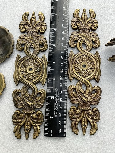 2 Antique Metal Door Knob With Back Plates Plate Set Vintage 7 inch - Picture 6 of 9