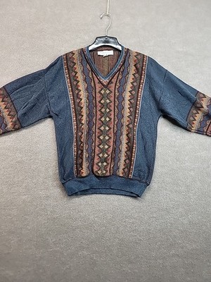 Vintage 90s Crossings Fine Line V Neck Sweater Men Cotton Coogie Like USA SIZE M