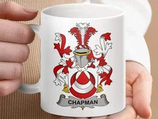 Chapman Surname Family Crest Heraldry Image Printed mug