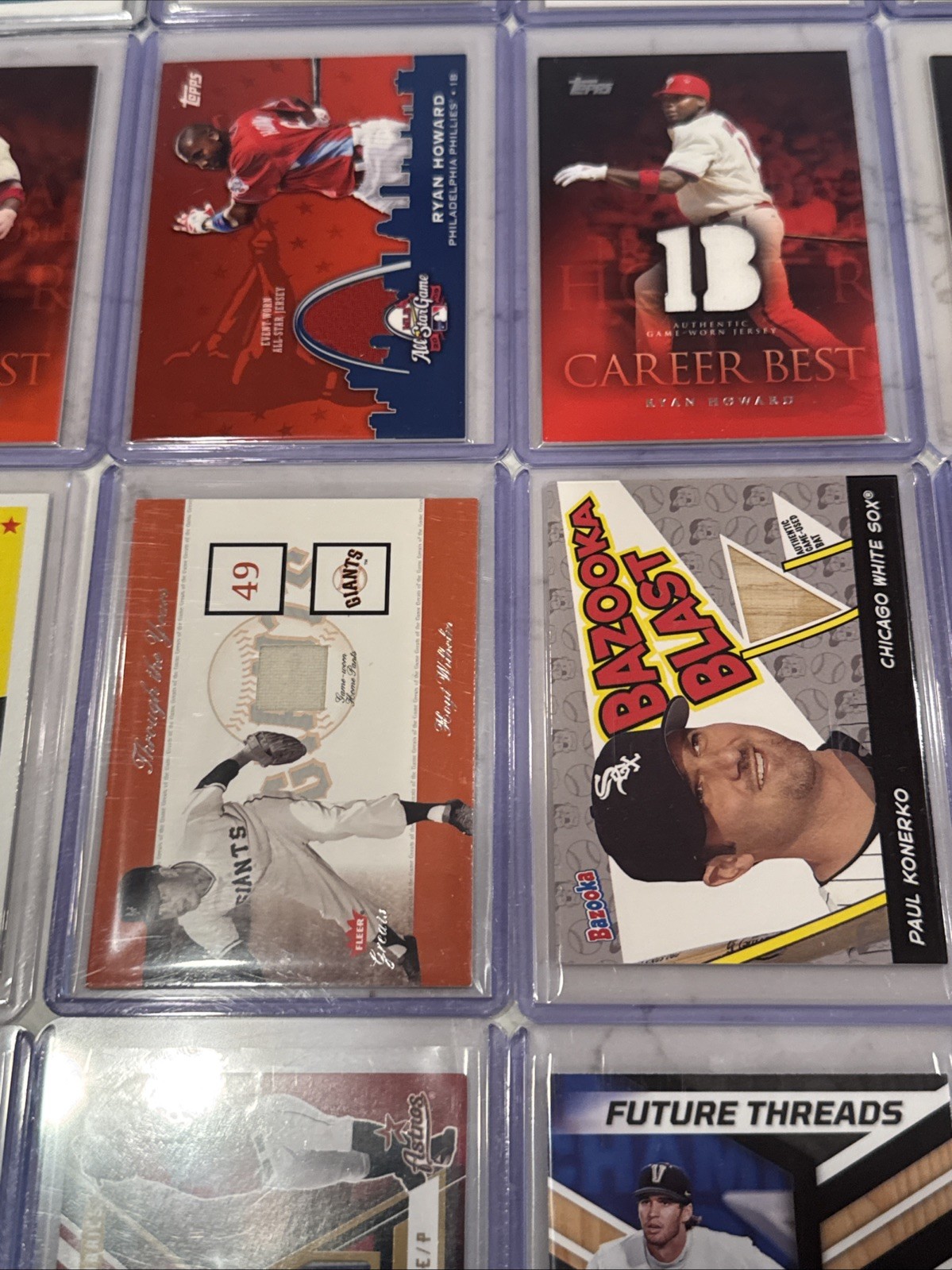 30 Baseball Card Game Used Jersey & Bat Lot: Pujols, Wright, Ashburn, Wilhelm, view 6