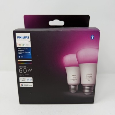 Philips Hue Bluetooth Smart Light Bulbs 2pk (White & Color) A19 - E26 60W (New!)