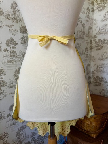 Vintage 50s Mexico Embroidered Apron Tie Waist Full Apron Floral Appliques Retro - Bild 7 von 9