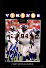 Signed Football Card Auto Pat Williams 2008 Topps Minnesota Vikings #8