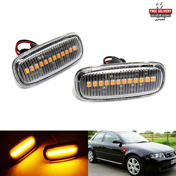 2x Side Indicator Clear LED Repeater Light For A2 A3 S3 A6 S6 Allroad A8 TT UK