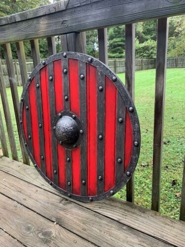 Bouclier Viking Rond En Bois - 75 Cm - Reproduction Médiévale Pour LARP Et Déco
