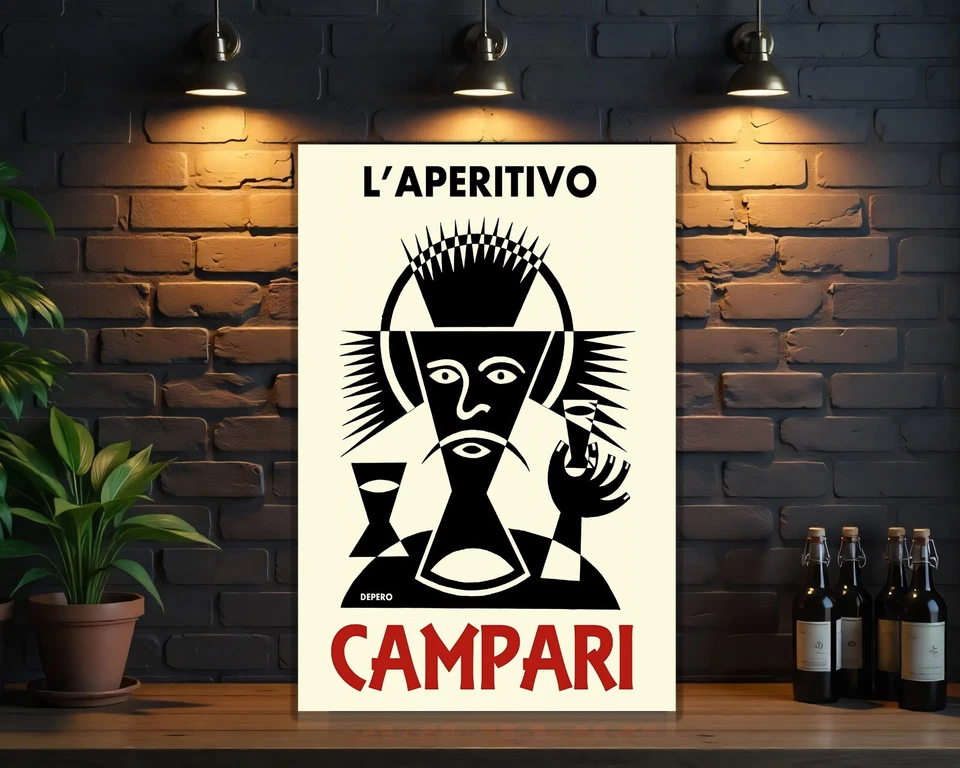 Letrero vintage de metal pesado Campari Depero L'Aperitivo (60x40 cm) Foto 2 de 4