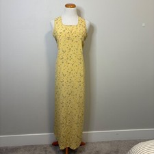 Ditsy Floral Yellow Long Maxi Dress Sleeveless Dress Cottagecore  Small
